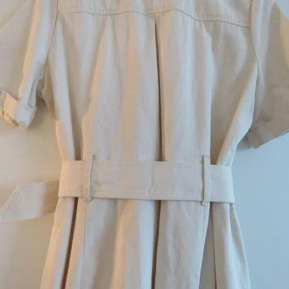 SEZANE Jeanette Denim Midi Belted Dress Molted Ecru Cream - Size EU 40 / US 8 - Picture 14 of 16